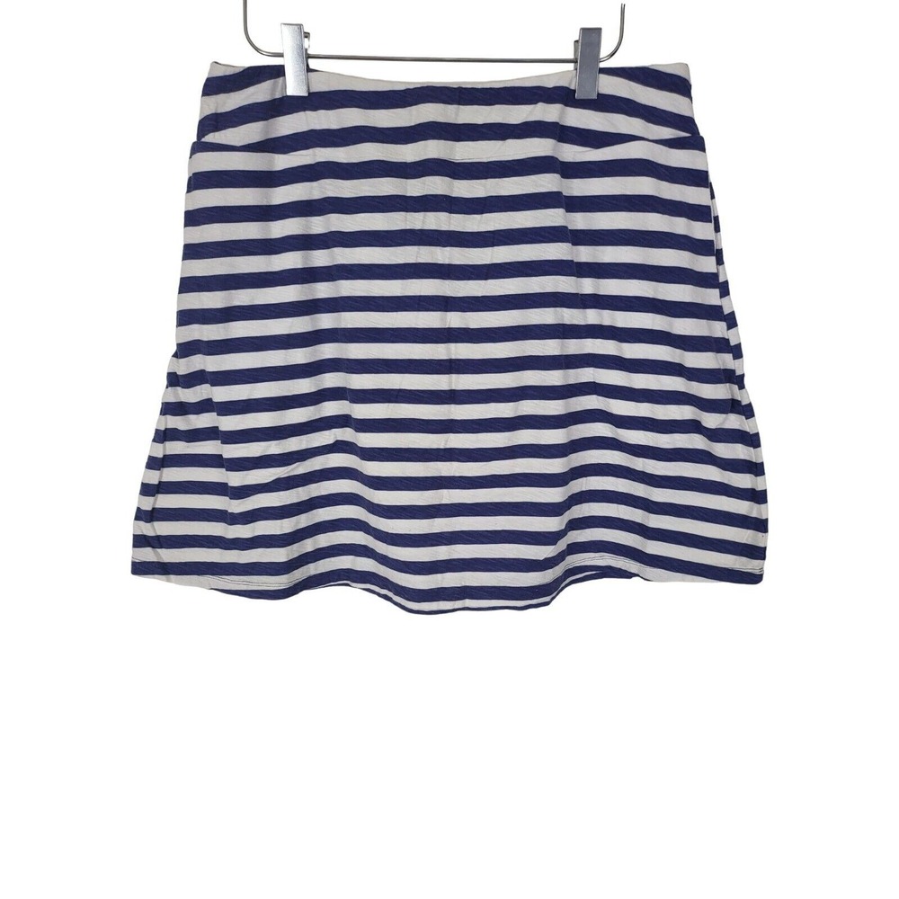 Tommy Bahama Mini Skirt Medium Womens Blue White Striped 100% Cotton Pull On